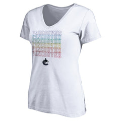 Vancouver Canucks Women's City Pride V-Neck T-Shirt - White | NHL discount