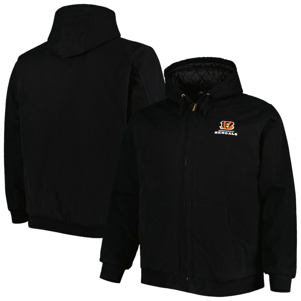Cincinnati Bengals Dunbrooke Big & Tall Dakota Canvas Hoodie Full-Zip Jacket - Black - NFL