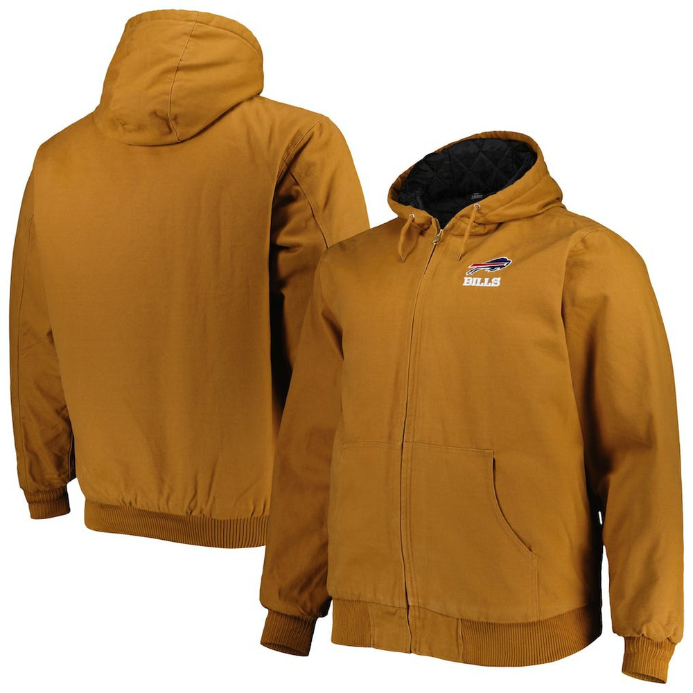 Buffalo Bills Dunbrooke Big & Tall Dakota Canvas Hoodie Full-Zip Jacket - Tan - NFL