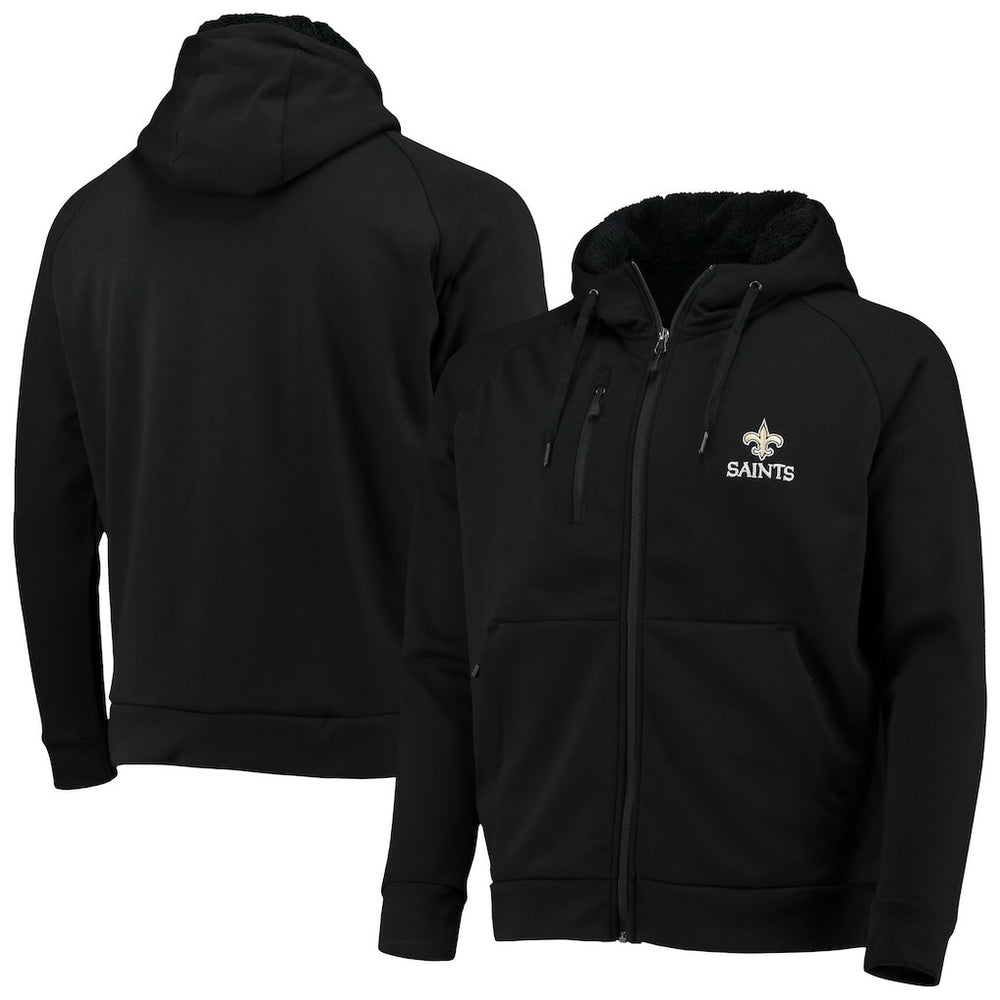 New Orleans Saints Dunbrooke Shag Tri-Blend Full-Zip Raglan Hoodie - Black - NFL