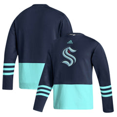 Seattle Kraken adidas Logo AEROREADY Pullover Sweater - Deep Sea Blue | Adidas Clearance