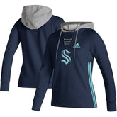 Seattle Kraken adidas Women's Skate Lace AEROREADY Pullover Hoodie - Deep Sea Blue | Adidas on sale