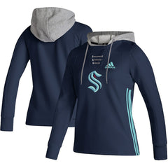 Seattle Kraken adidas Women's Skate Lace AEROREADY Pullover Hoodie - Deep Sea Blue | Adidas on sale