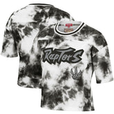 Mitchell & Ness Toronto Raptors Women's Hardwood Classics Tie-Dye Cropped T-Shirt Black/White