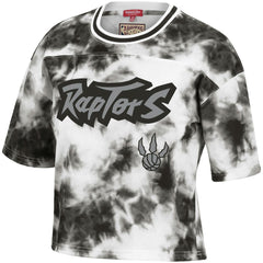 Mitchell & Ness Toronto Raptors Women's Hardwood Classics Tie-Dye Cropped T-Shirt Black/White