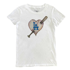 Los Angeles Dodgers Tiny Turnip Women's Heart Bat T-Shirt for sale