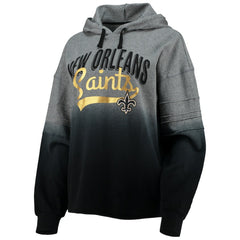 New Orleans Saints Touch Women's Superstar Dip-Dye Pullover Hoodie - Heathered Gray/Black - NFL