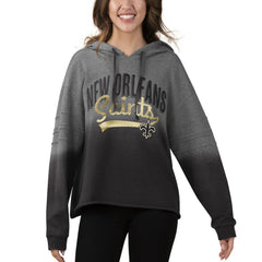 New Orleans Saints Touch Women's Superstar Dip-Dye Pullover Hoodie - Heathered Gray/Black - NFL