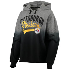 Pittsburgh Steelers Touch Women's Superstar Dip-Dye Pullover Hoodie - Heathered Gray/Black - NFL
