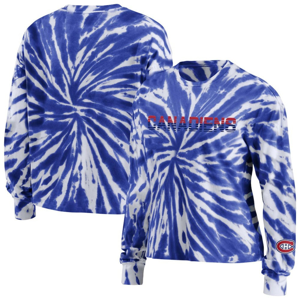 Montreal Canadiens WEAR by Erin Andrews Women's Tie-Dye Long Sleeve T-Shirt - Navy | NHL discount