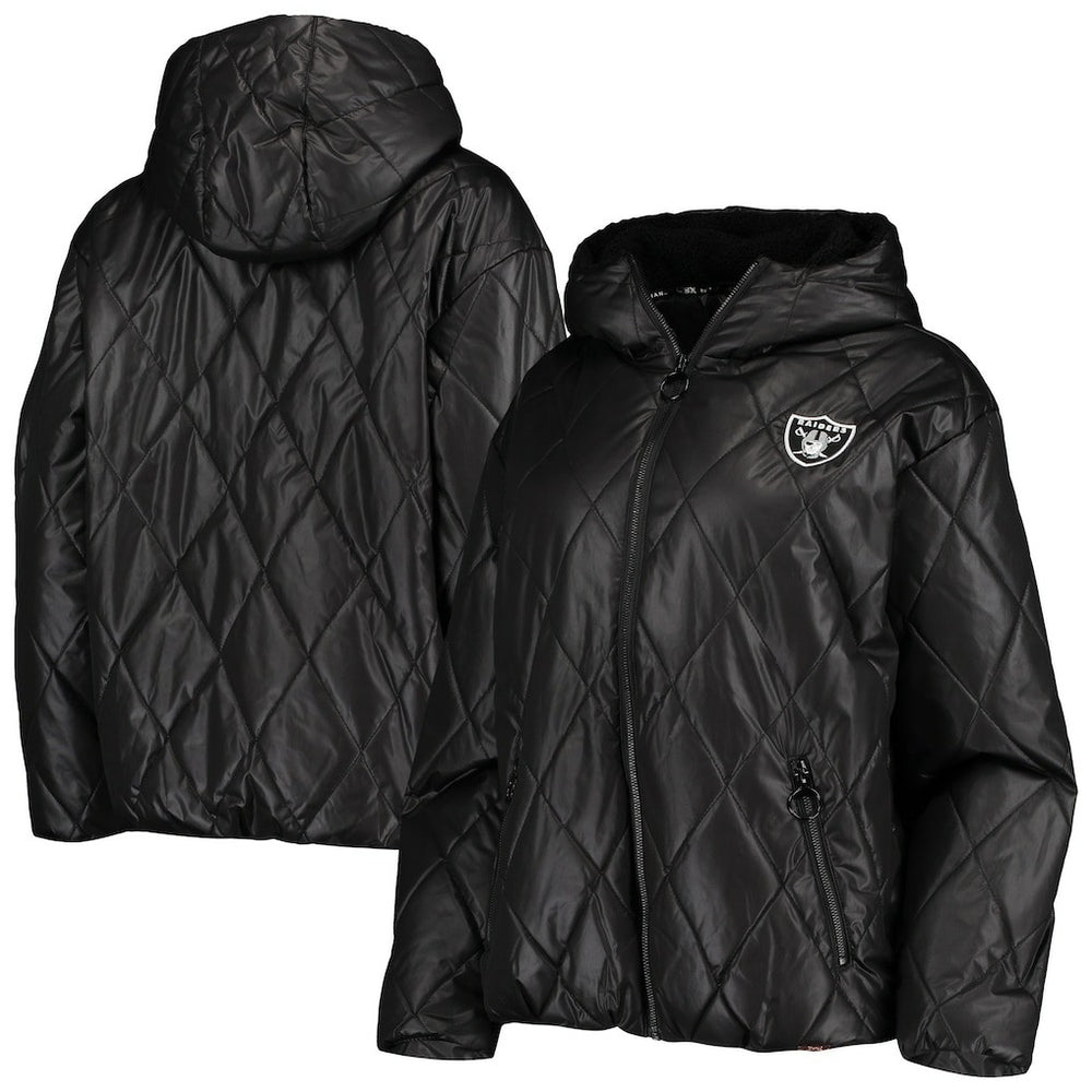 Las Vegas Raiders MSX by Michael Strahan Women's Charlotte Full-Zip Hoodie Puffer Jacket - Black - NFL