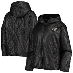 Las Vegas Raiders MSX by Michael Strahan Women's Charlotte Full-Zip Hoodie Puffer Jacket - Black - NFL