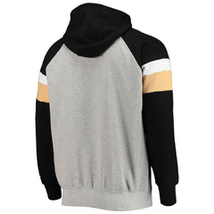 New Orleans Saints Starter Home Run Raglan Pullover Hoodie - Heathered Gray/Black - NFL