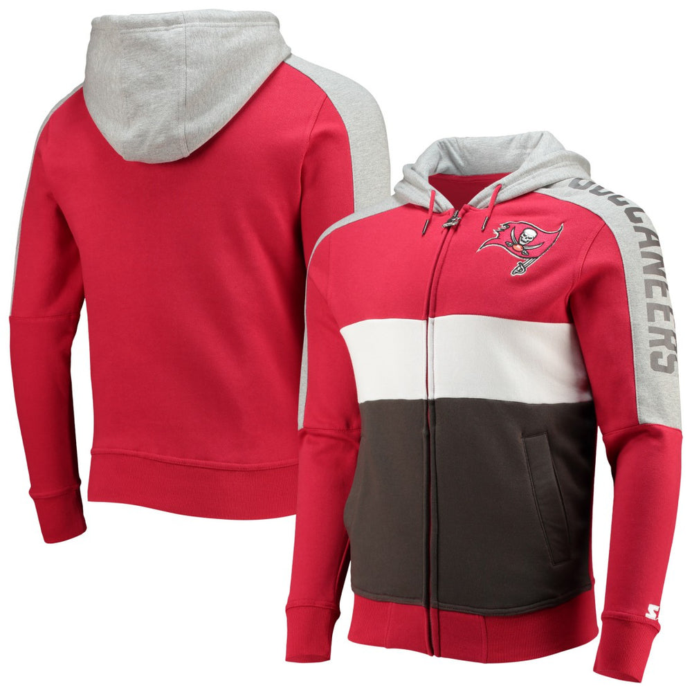 Tampa Bay Buccaneers Starter Playoffs Color Block Full-Zip Hoodie - Red/Pewter - NFL