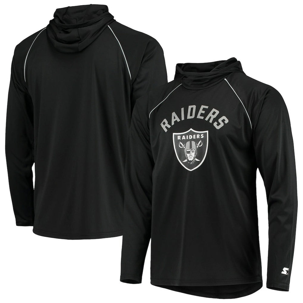 Las Vegas Raiders Starter Raglan Long Sleeve Hoodie T-Shirt - Black - NFL