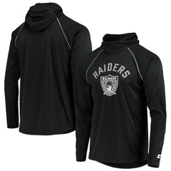 Las Vegas Raiders Starter Throwback Raglan Hoodie Long Sleeve T-Shirt - Black - NFL