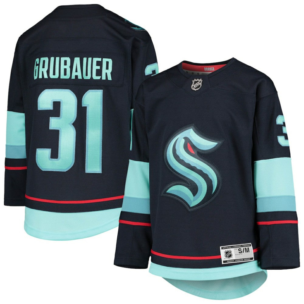 Philipp Grubauer Seattle Kraken Youth Home Premier Player Jersey - Deep Sea Blue | NHL on sale