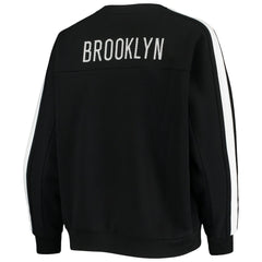Brooklyn Nets The Wild Collective Women's Perforated Logo Pullover Sweatshirt Black