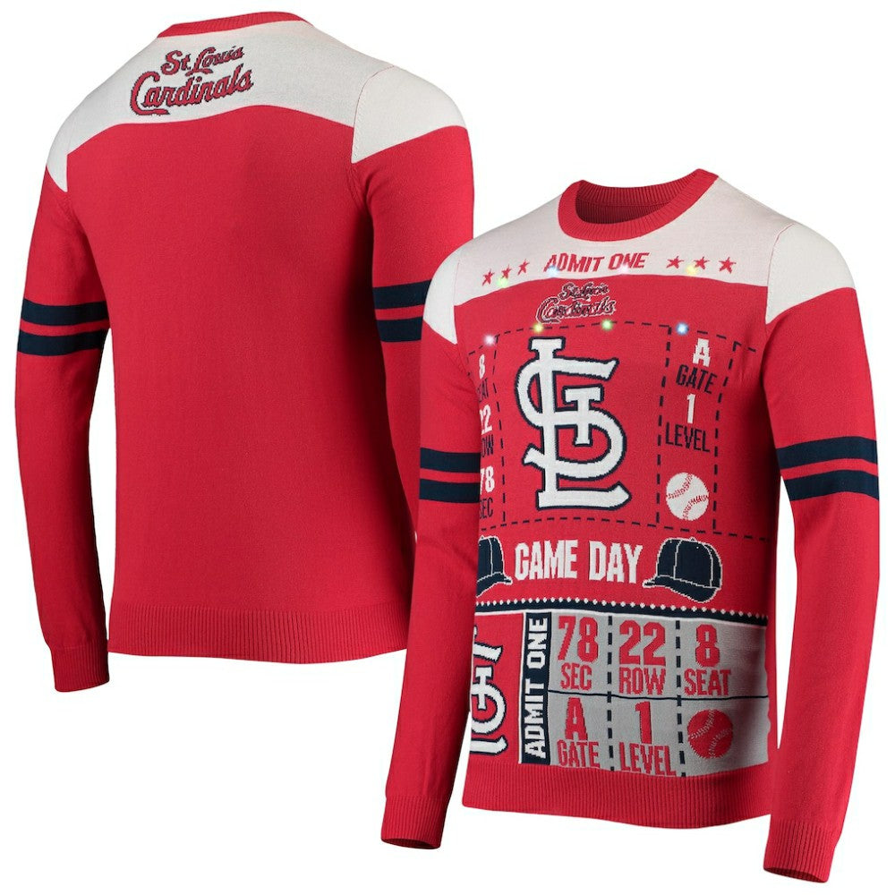 St. Louis Cardinals FOCO Ticket Light-Up Ugly Sweater Sale