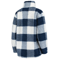 Seattle Kraken G-III 4Her by Carl Banks Women's Plaid Sherpa Quarter-Zip Jacket - Deep Sea Blue/White | NHL near me