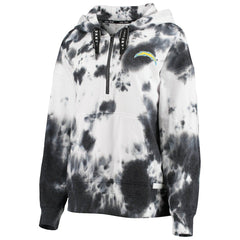 Los Angeles Chargers DKNY Sport Women's Dakota Oversized Tie-Dye Half-Zip Hoodie - White/Black - NFL