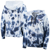 New England Patriots DKNY Sport Women's Dakota Oversized Tie-Dye Half-Zip Hoodie - White/Navy - NFL