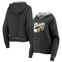 New Orleans Saints New Era Women's Script Fleece Raglan Pullover Hoodie - Charcoal - NFL