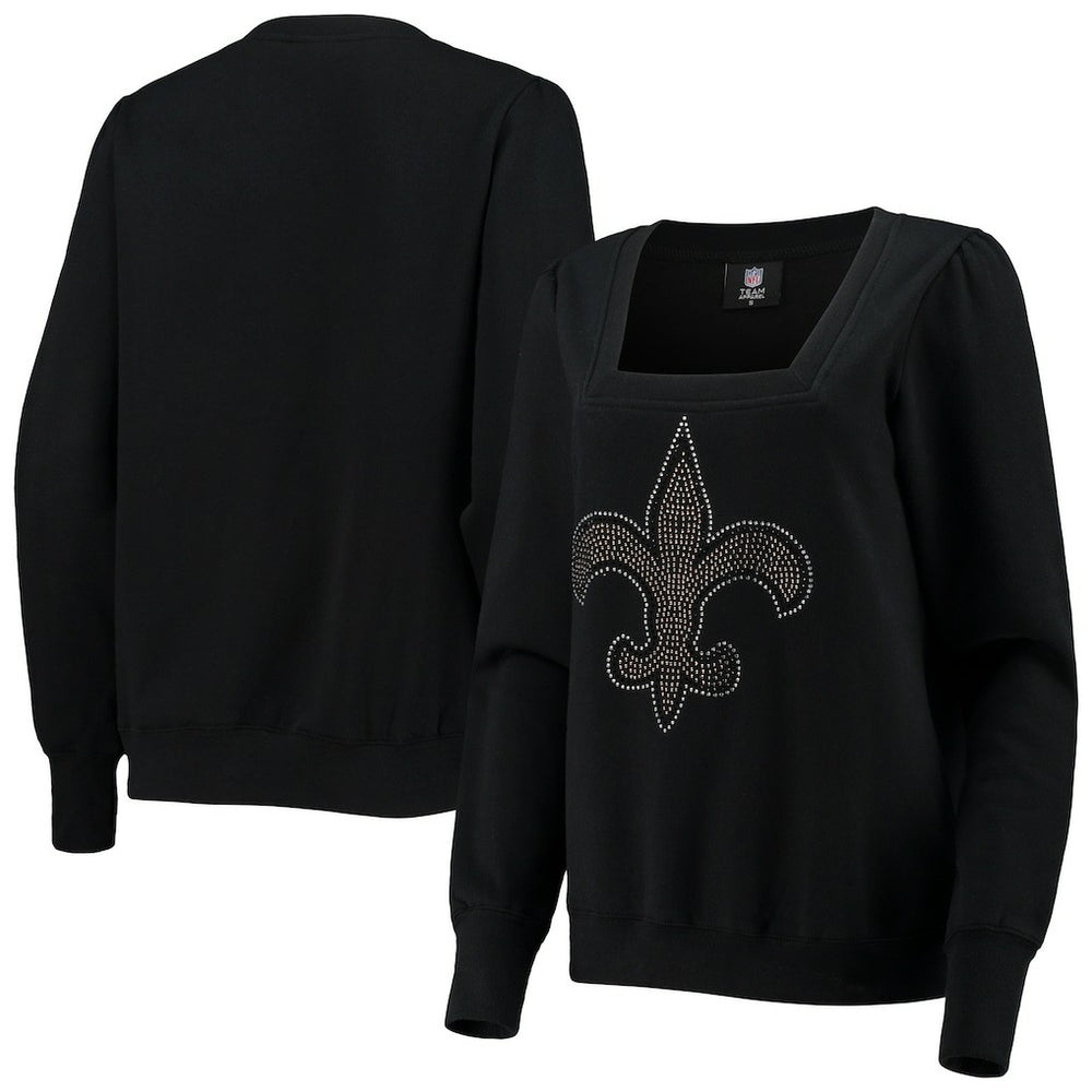 New Orleans Saints Cuce Women's Winners Square Neck Pullover Sweatshirt - Black - NFL