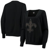 New Orleans Saints Cuce Women's Winners Square Neck Pullover Sweatshirt - Black - NFL