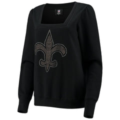 New Orleans Saints Cuce Women's Winners Square Neck Pullover Sweatshirt - Black - NFL