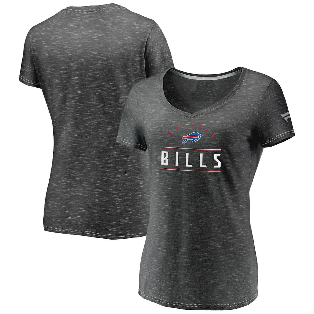 Buffalo Bills Women's League Leader Space Dye V-Neck T-Shirt - Charcoal - Fanatics
