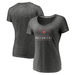 Tampa Bay Buccaneers Women's League Leader Space Dye V-Neck T-Shirt - Charcoal - Fanatics