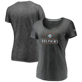 Miami Dolphins Women's League Leader Space Dye V-Neck T-Shirt - Charcoal - Fanatics