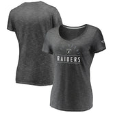 Las Vegas Raiders Women's League Leader Space Dye V-Neck T-Shirt - Charcoal - Fanatics