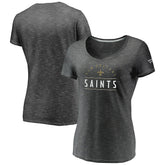 New Orleans Saints Women's League Leader Space Dye V-Neck T-Shirt - Charcoal - Fanatics