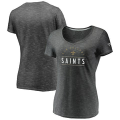 New Orleans Saints Women's League Leader Space Dye V-Neck T-Shirt - Charcoal - Fanatics