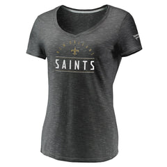 New Orleans Saints Women's League Leader Space Dye V-Neck T-Shirt - Charcoal - Fanatics