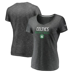 Fanatics Boston Celtics Women's Double-Fade Space-Dye V-Neck T-Shirt Charcoal