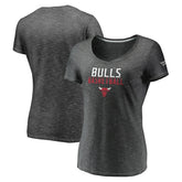 Fanatics Chicago Bulls Women's Double-Fade Space-Dye V-Neck T-Shirt Charcoal