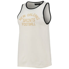 New Orleans Saints Junk Food Women's Throwback Pop Binding Scoop Neck Tank Top - White/Black - NFL