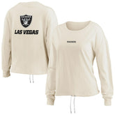 Las Vegas Raiders WEAR by Erin Andrews Women's Long Sleeve Crop Top Shirt - Oatmeal - NFL
