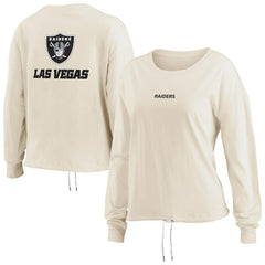 Las Vegas Raiders WEAR by Erin Andrews Women's Long Sleeve Crop Top Shirt - Oatmeal - NFL