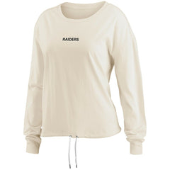 Las Vegas Raiders WEAR by Erin Andrews Women's Long Sleeve Crop Top Shirt - Oatmeal - NFL