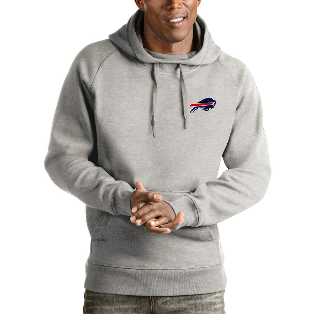 Buffalo Bills Antigua Logo Victory Pullover Hoodie - Heathered Gray - NFL