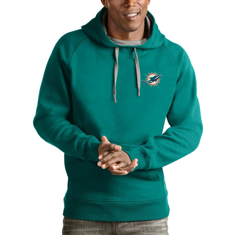 Miami Dolphins Antigua Logo Victory Pullover Hoodie - Aqua - NFL