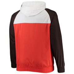 Cleveland Browns New Era Big & Tall League Raglan Quarter-Zip Hoodie - Orange/Brown - NFL