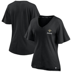 New Orleans Saints Women's Southpaw Flutter V-Neck T-Shirt - Black - Fanatics