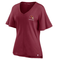 Washington Football Team Women's Southpaw Flutter V-Neck T-Shirt - Burgundy - Fanatics