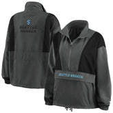 Seattle Kraken WEAR by Erin Andrews Women's Popover Packable Half-Zip Jacket - Charcoal | NHL Lifestyle