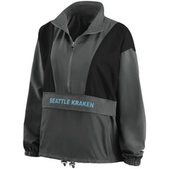 Seattle Kraken WEAR by Erin Andrews Women's Popover Packable Half-Zip Jacket - Charcoal | NHL Lifestyle
